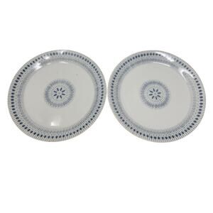 2 Egersund Norway Blue White zenith Soup Plate Ceramic Modern Mid Century